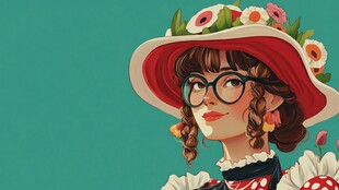 戴花帽的复古风女孩