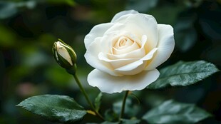 白玫瑰绽放 娇艳欲滴