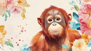 花中猩猩 灵动可爱瞬间