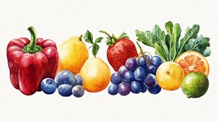 多彩水果水彩绘