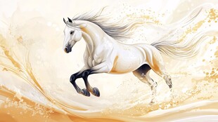 奔腾白马 金色梦幻之境