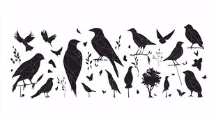 群鸟剪影图案集合