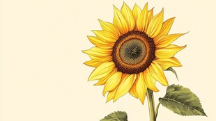 手绘向日葵绽放的美丽