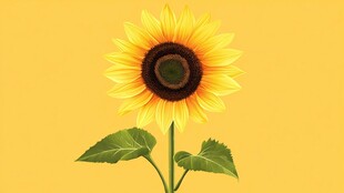 单株向日葵的明艳插画