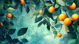 枝头橙果伴绿叶