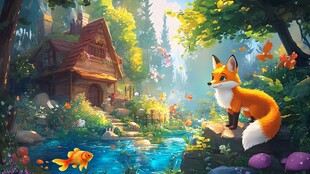 森林中的狐狸与梦幻小屋