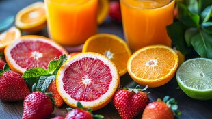 鲜切水果与果汁的诱人组合