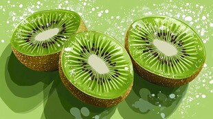 新鲜切片猕猴桃 绿意盎然