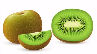 新鲜猕猴桃 整颗与切片展示