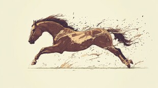 奔腾骏马扬起尘土瞬间