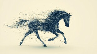 飞奔骏马的粒子化艺术呈现