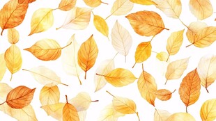 水彩绘就的秋季落叶图案