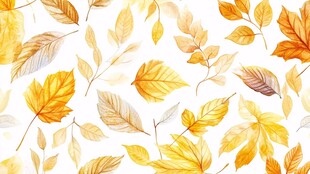 水彩绘秋季叶片图案背景