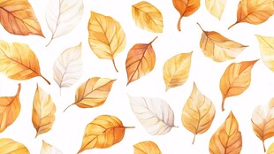 秋日水彩风树叶图案背景