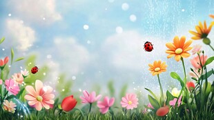 春日花海中的可爱瓢虫