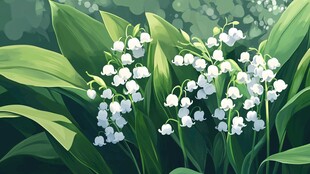 铃兰花丛 清新绿意景致