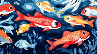 畅游海底的多彩鱼儿