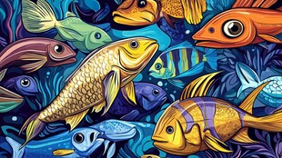 梦幻海洋鱼类群游景象