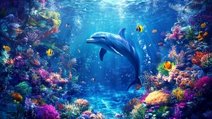 梦幻海底世界中的海豚
