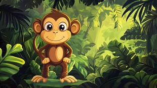 丛林中的可爱小猴