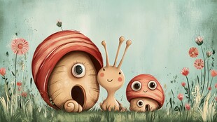 可爱蜗牛一家的田园时光