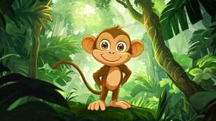 森林中的可爱小猴