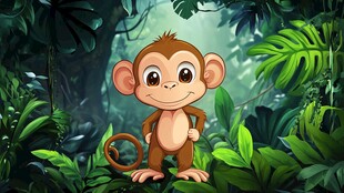 森林中的可爱小猴子