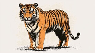 站立的威猛老虎插画