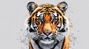 威风凛凛的老虎肖像画