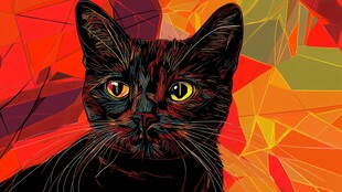 几何风格黑猫插画