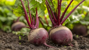 田间新鲜甜菜生机勃勃