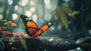 梦幻森林中的绚丽蝴蝶