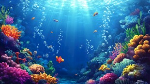 梦幻海底世界的多彩景观