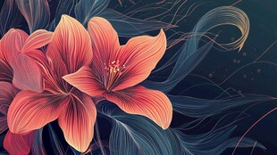 梦幻粉色花卉抽象艺术图