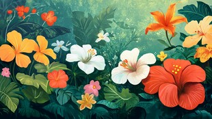 缤纷花卉营造梦幻植物世界