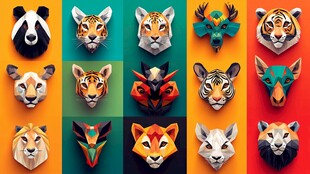 多彩动物头像创意集合