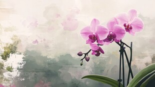 水墨风下的娇艳蝴蝶兰