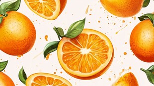新鲜多汁的橙子插画图案