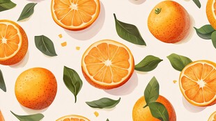 橙子图案 清新水果插画元素