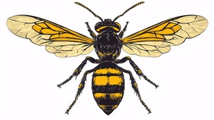 黄黑条纹大黄蜂插画