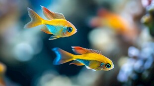 五彩斑斓的热带小鱼共游