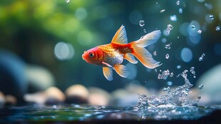 金鱼跃水间 灵动之美