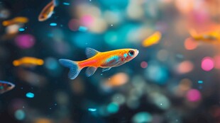 梦幻游弋的多彩小金鱼