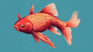 灵动红金鱼 畅游梦幻蓝境