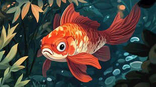 水中畅游的可爱金鱼