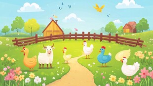 田园牧歌 农场动物欢乐图景