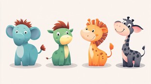 可爱卡通动物四小只