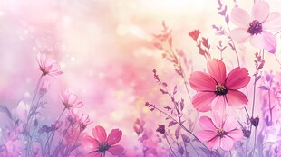 梦幻粉紫花卉浪漫背景