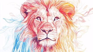梦幻色彩狮子插画
