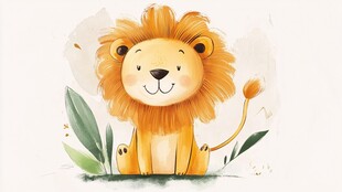可爱小狮子插画